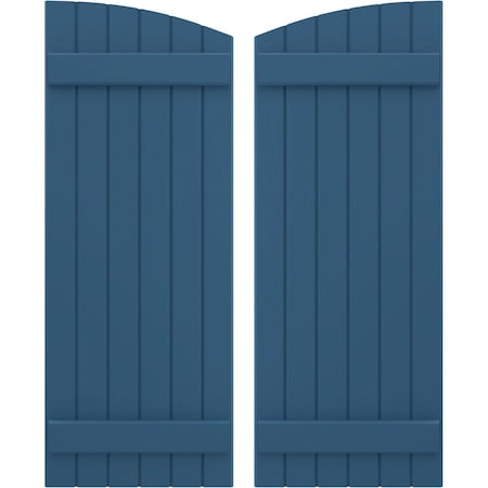 Americraft 6-Board (2 Batten) Wood Joined Board-n-Batten Shutters W/ Ellipt Top, ARW101BE621X32HBH